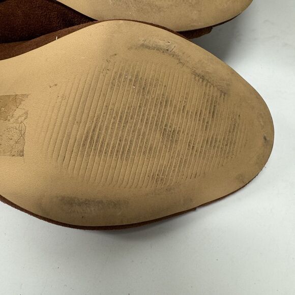 Urban Outfitters UO Block Wooden Heel Suede Mules Shoes Brown Camel size 9 - Picture 8 of 8